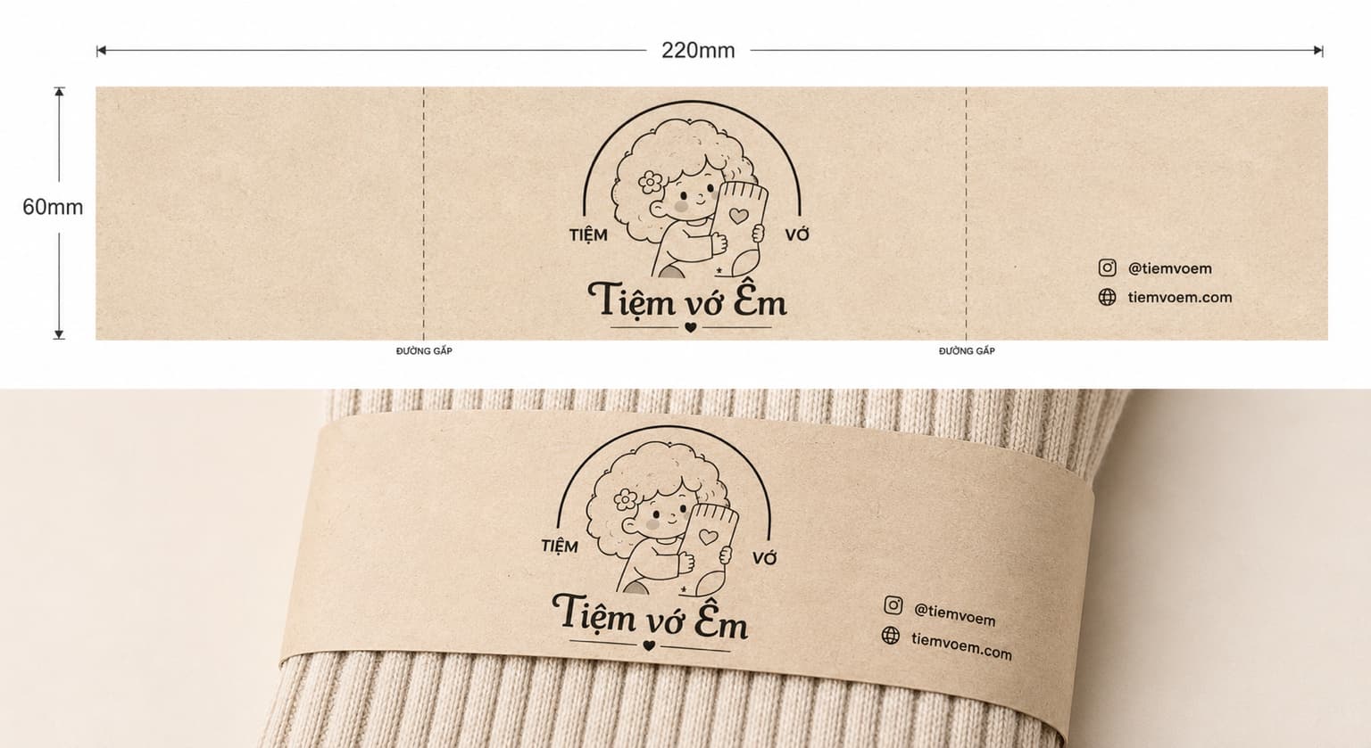 Tag vớ kraft với mascot Tiệm vớ Êm
